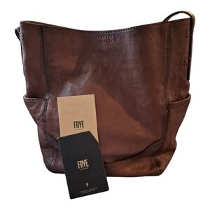 Frye Leather Side Pocket Hobo Cognac 34DB323
